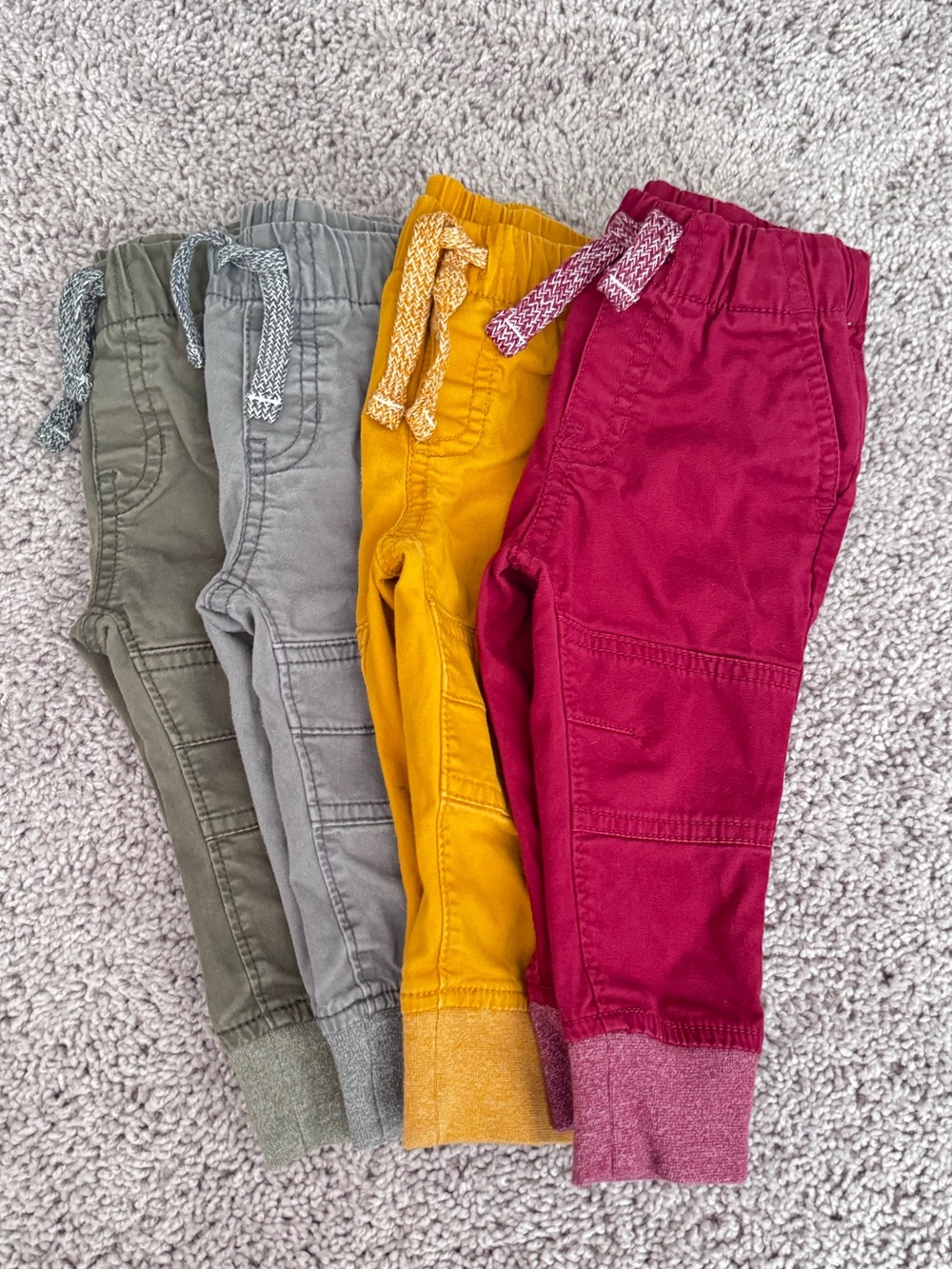 Cat and Jack Joggers 12 months - Olive, Gray, Mustard & Red